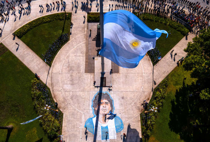 Flags flew half-mast for El Pibe in Buenos Aires.